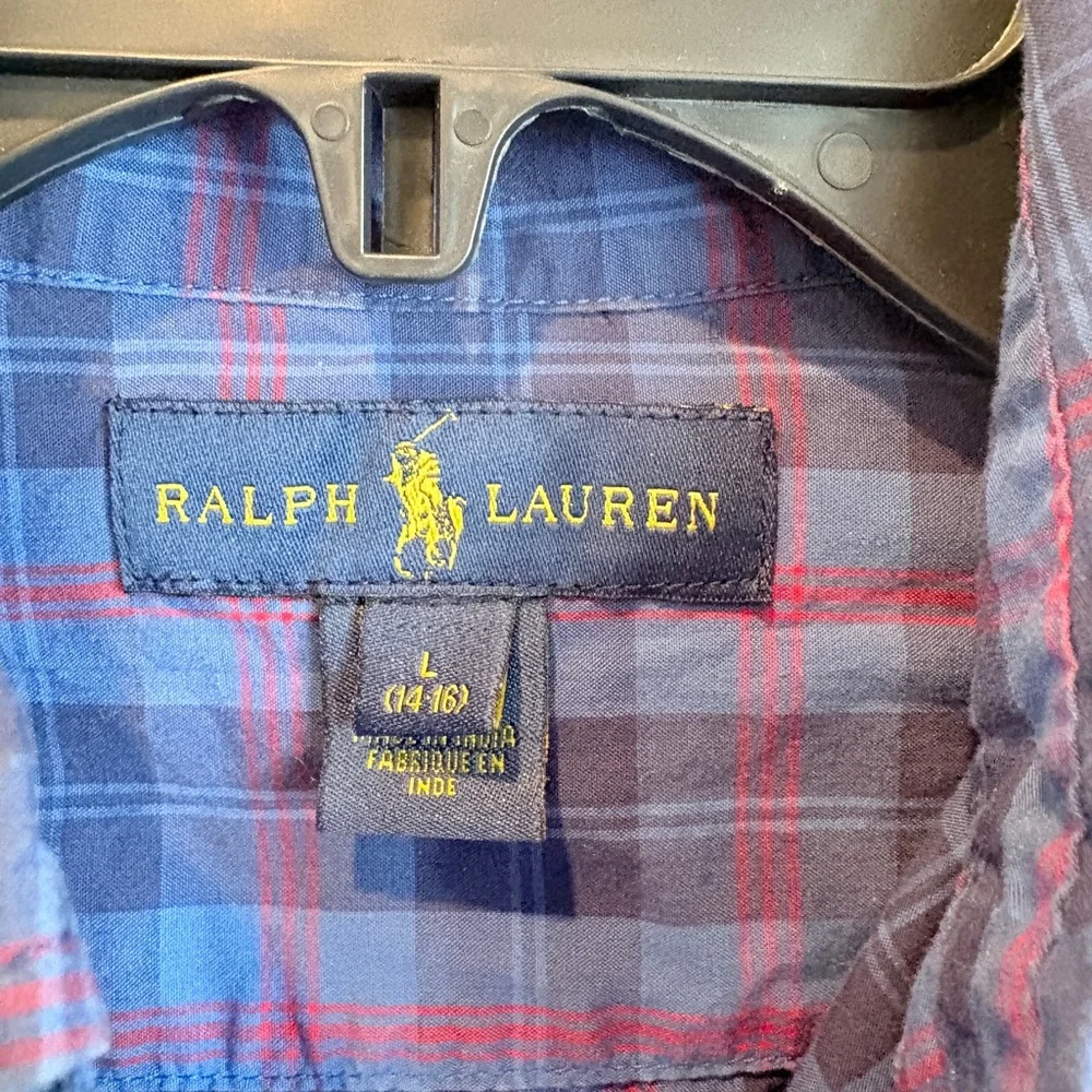 Polo Ralph Lauren Boys Blue & Red‎ Plaid Button-Down Shirt - Size 14-16